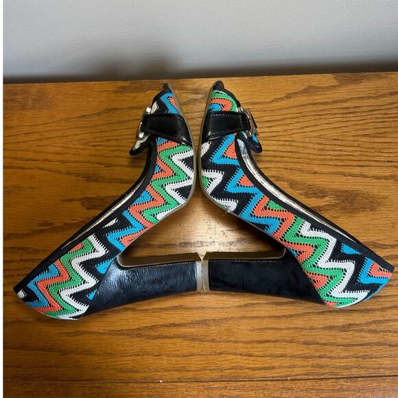 Naughty Monkey Women's Moroccan Strut Pump Black Orange Peep Toe Y2K Size 7.5 - Picture 5 of 8